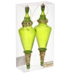 Елочные игрушки «Сияющий кристалл» 5,2*5,2*19 см (набор 2 шт), Зеленый