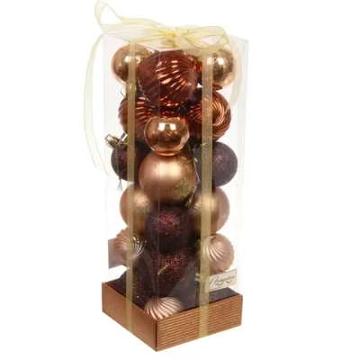 Набор шаров «Christmas» 5 см + 4 см (24 предметов), Шоколад/Шампань