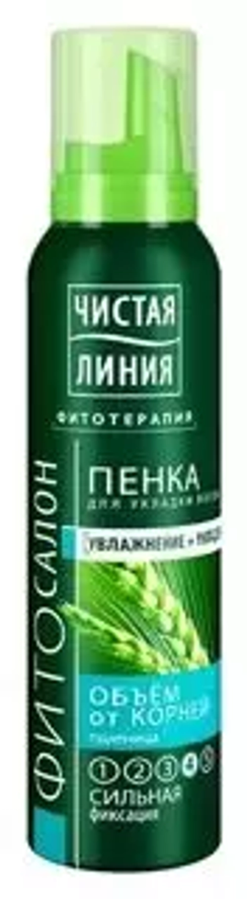"Чистая линия" Пенка для волос Объем от корней (пшеница) сильная фиксация 150мл