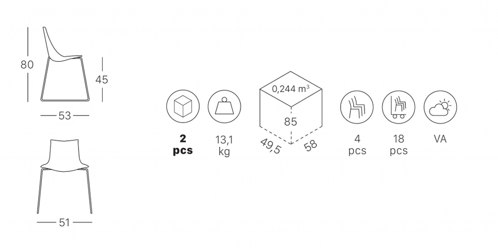 Стул пластиковый на полозьях Scab Design Zebra Technopolymer, хром, оранжевый