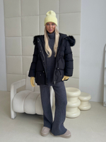 Пуховик Fresh миди с кулиской черный