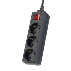 Сетевой удлинитель Perfeo с кнопкой POWERMATE PF-PM-3/1,8-B, 1,8м, 3 розетки, черный