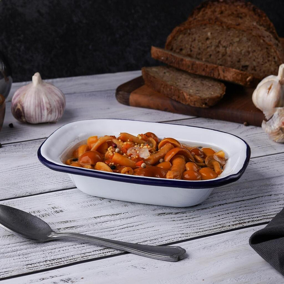 Блюдо для подачи 16*12 см h4 см 250 мл Blue Rim эмалированая сталь SUNNEX [1]