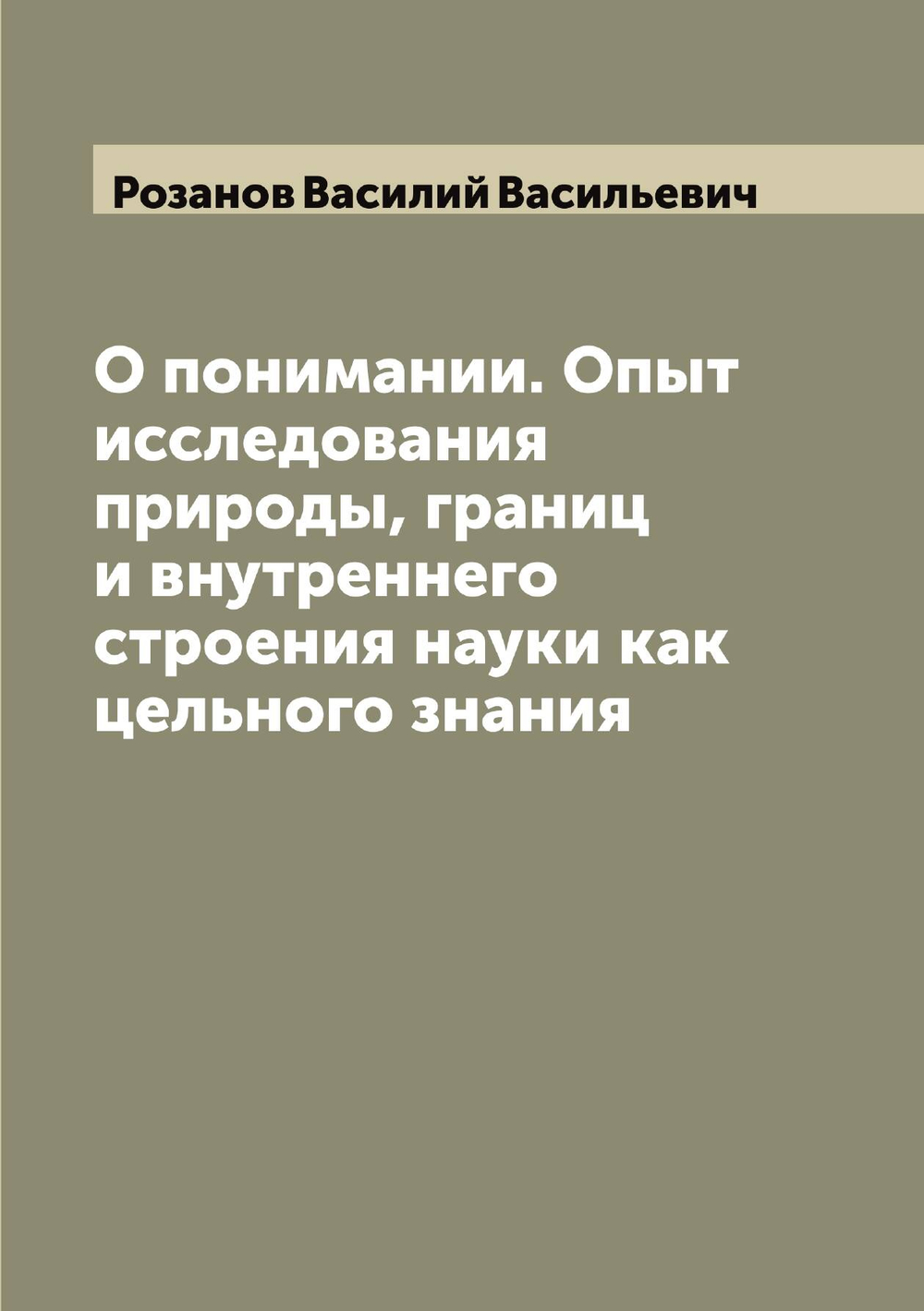 О понимании. Опыт исследования природы, границ и внутреннего строения науки как цельного знания | Розанов Василий Васильевич