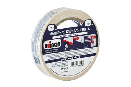 Малярная КЛ UNIBOB, 25ммх40м, белая (12/72шт)