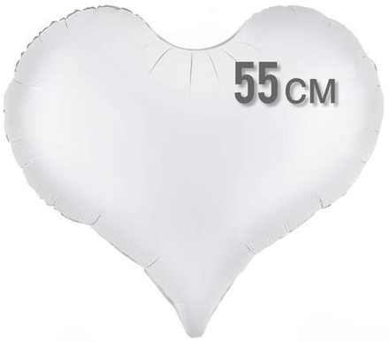Сердце белое матовое фольга 55см