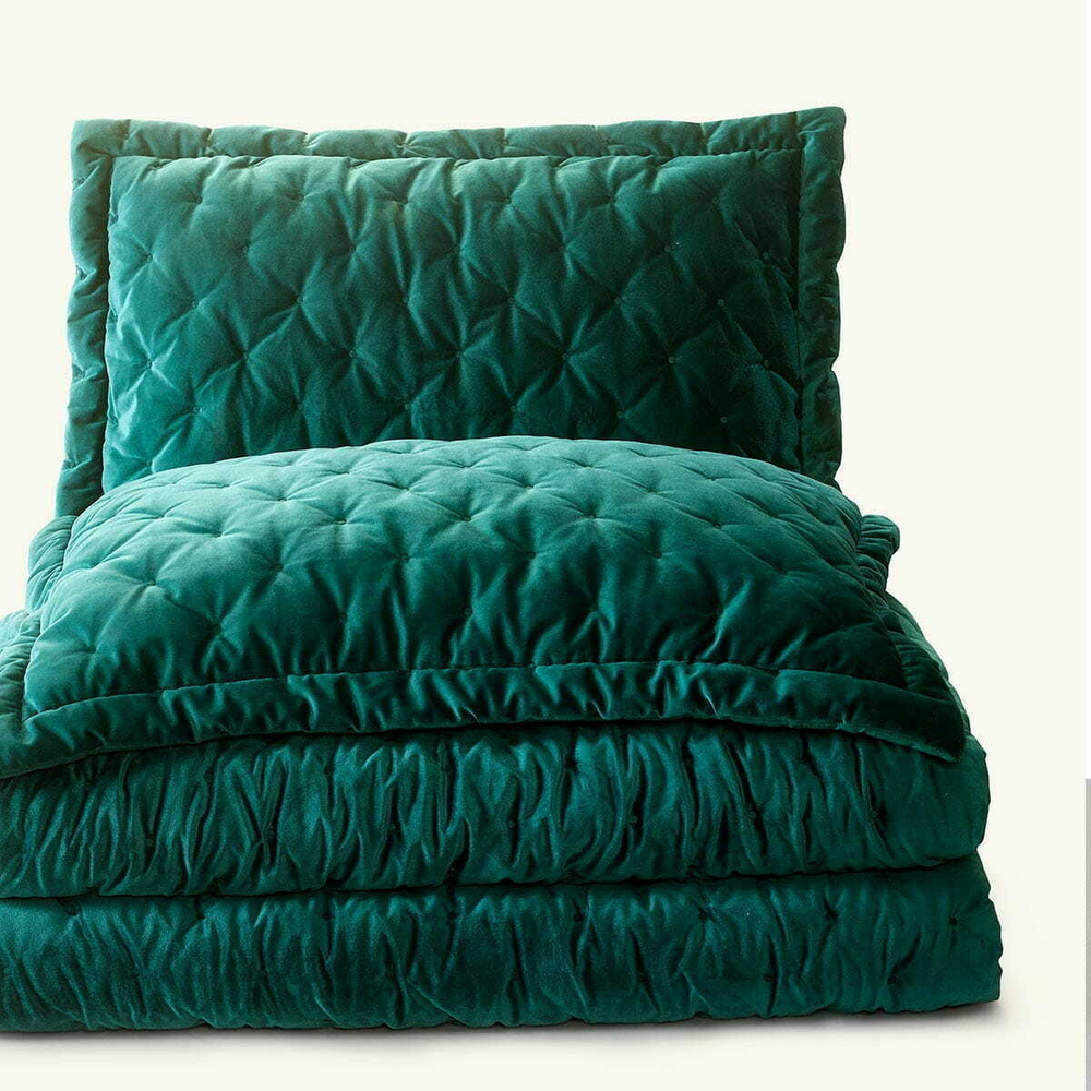 Покрывало 250х260 и 2 декоративные наволочки Arya home Ansel темно-бирюзовый