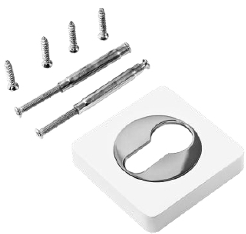 Накладка квадрат на цилиндр Ренц INET 02 SW/SN, цвет супер белый/никель матовый (гарантия - 12 месяцев)