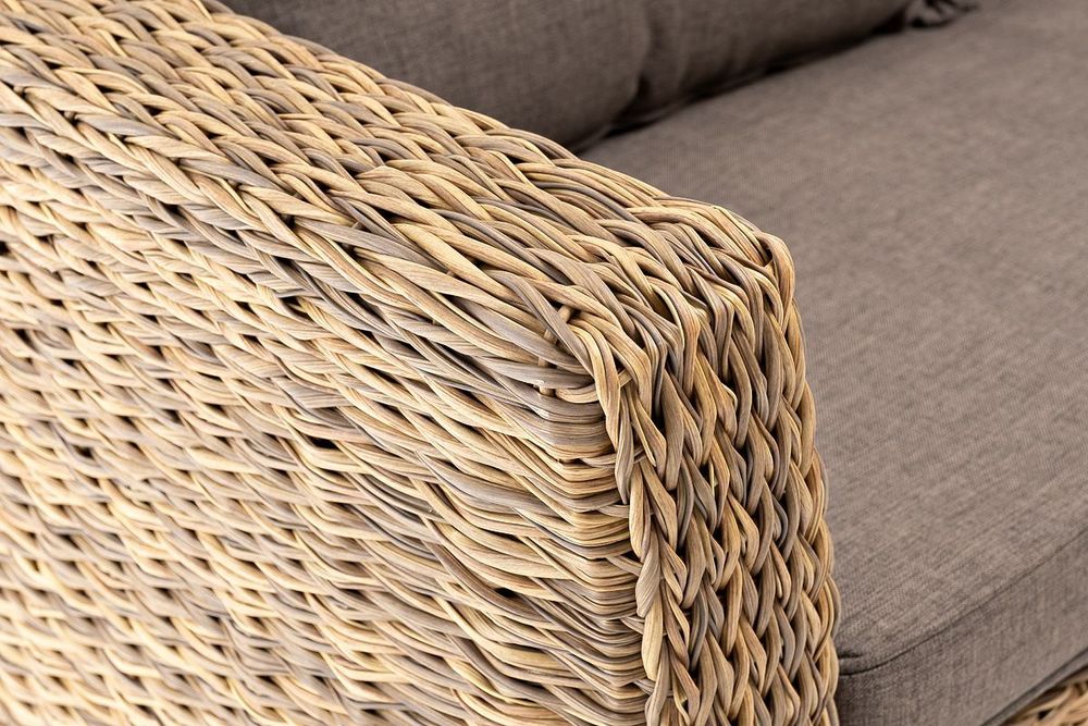"Капучино" диван из искусственного ротанга (гиацинт) двухместный, цвет соломенный