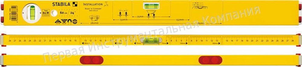 Строительный магнитный уровень для сантехнических работ STABILA 80M 16881
