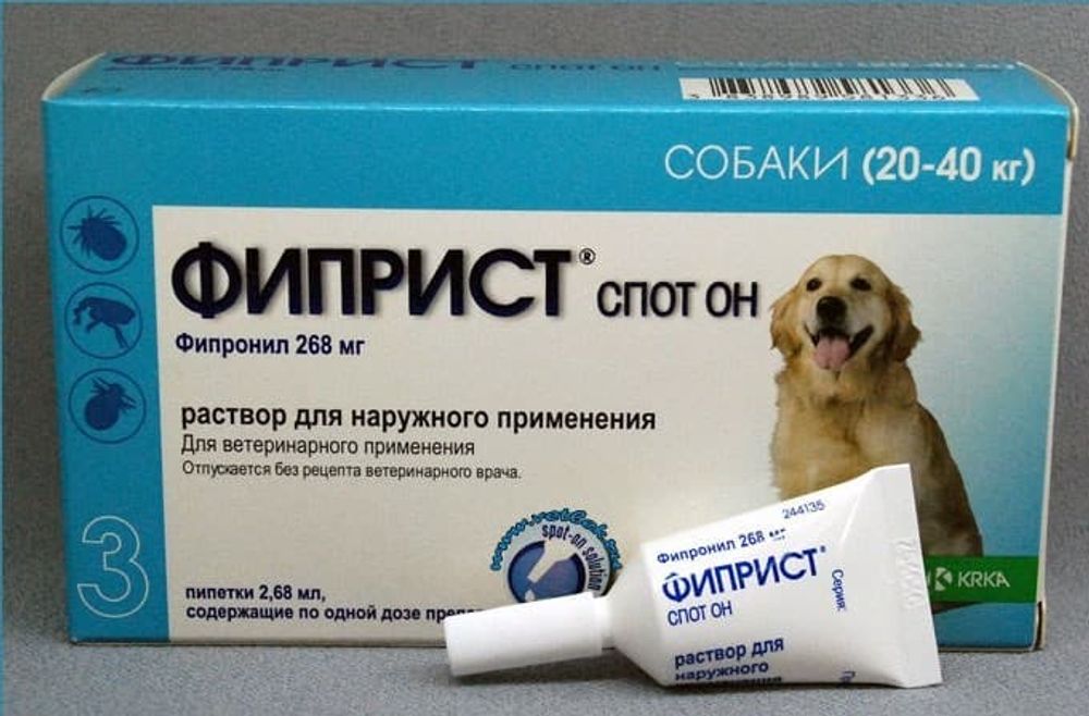 KRKA ФИПРИСТ спот он для собак 268мг/2,68мл №3, 20-40 кг