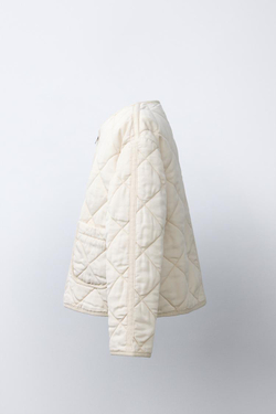 ZARA СТЕГАНАЯ КУРТКА НА МОЛНИИ, ЭКРЮ