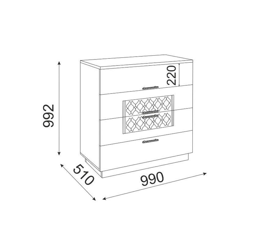 Комод "Тиффани", белый, ЛДСП, МДФ, шариковые направляющие, 4 ящика, 99x99x51 см