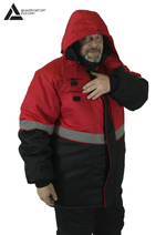 Костюм мужской зимний «СЕВЕРНАЯ ШИРОТА» (куртка+брюки) цв.черный/красный БОЛЬШОЙ РАЗМЕР