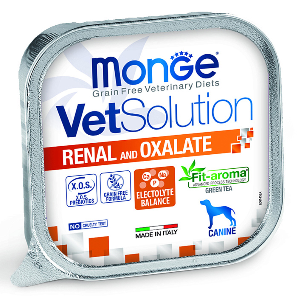 Диетический корм Monge VetSolution Dog Renal and Oxalate Ренал и Оксалат для собак при ХПН и профилактике образования уролитов оксалата кальция 150г