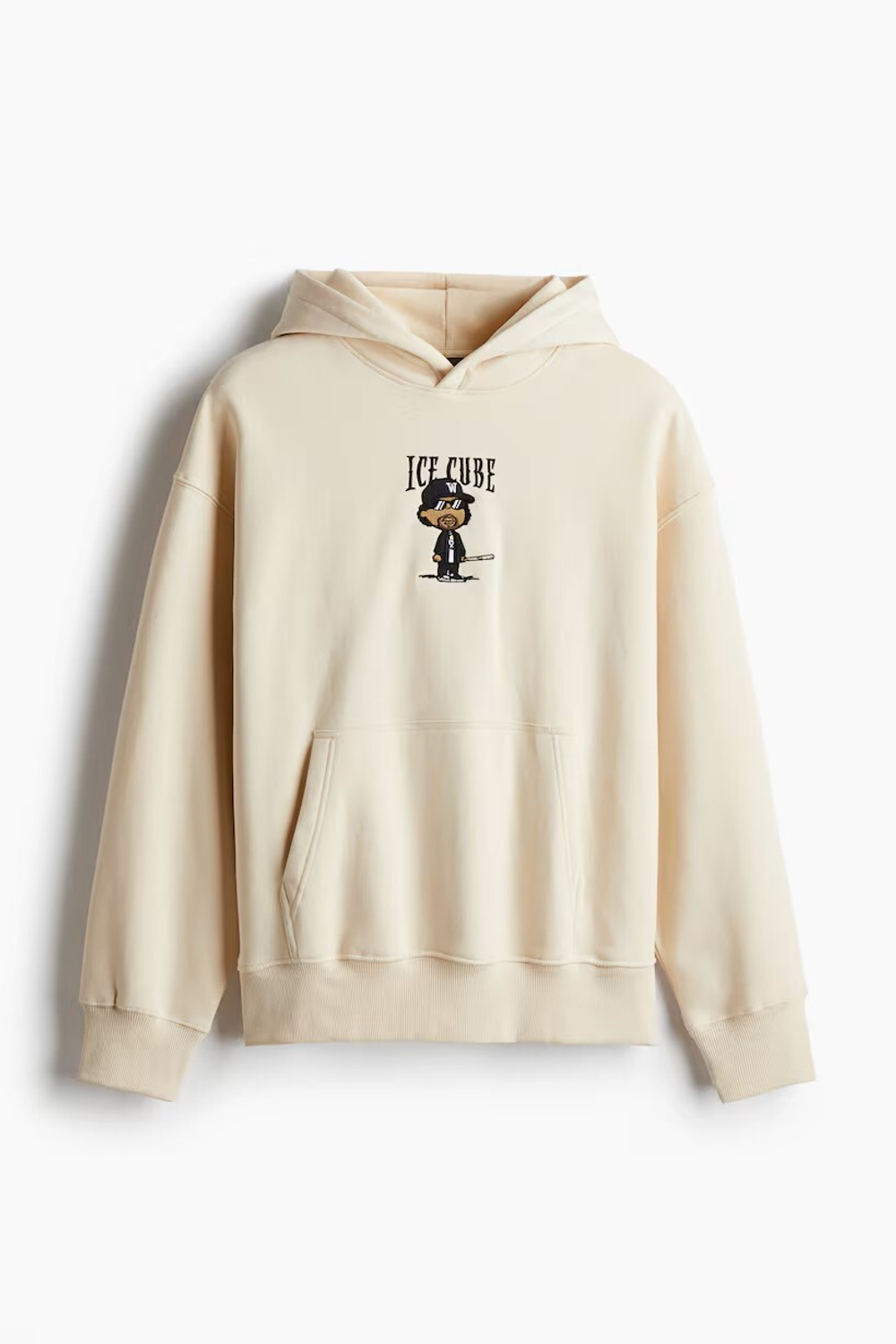 H&M ТОЛСТОВКА СВОБОДНОГО КРОЯ С ПРИНТОМ, СВЕТЛО-БЕЖЕВЫЙ