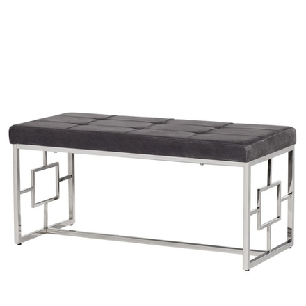 47ED-BEN005-GR Банкетка серый велюр/хром 99*45,5*46см