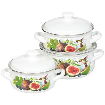 Набор эмалированной посуды 6 пр, кастрюли 1.5,2.3 л, Керчь, Инжир-1