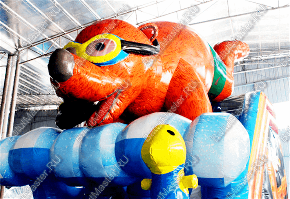 Коммерческий надувной батут "Мишка на волне"