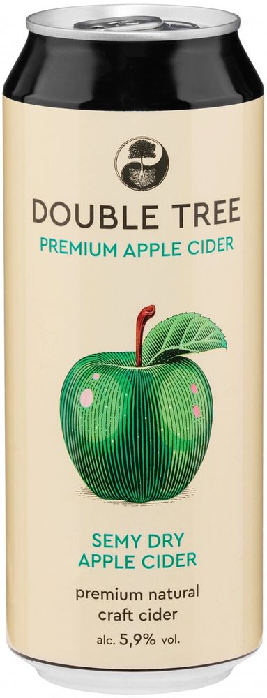 Сидр Дабл Три Яблоко Полусухой / Double Tree Apple Semi Dry 0.5 - банка