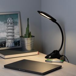 Настольный светильник ЭРА NLED-478-8W-BK светодиодный на прищепке черный