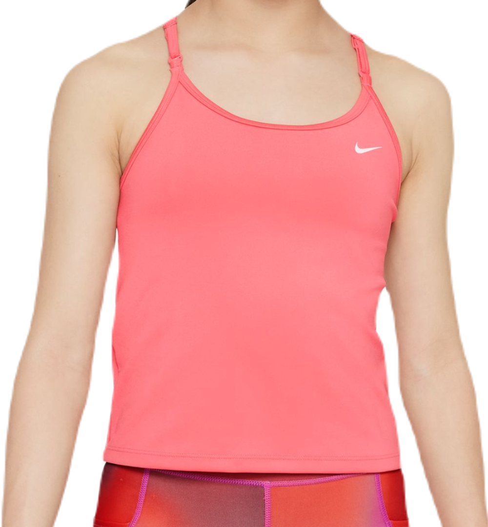 Футболка для девочки теннисная Nike Dri-FIT Indy Tank Sports Bra - sea coral/white
