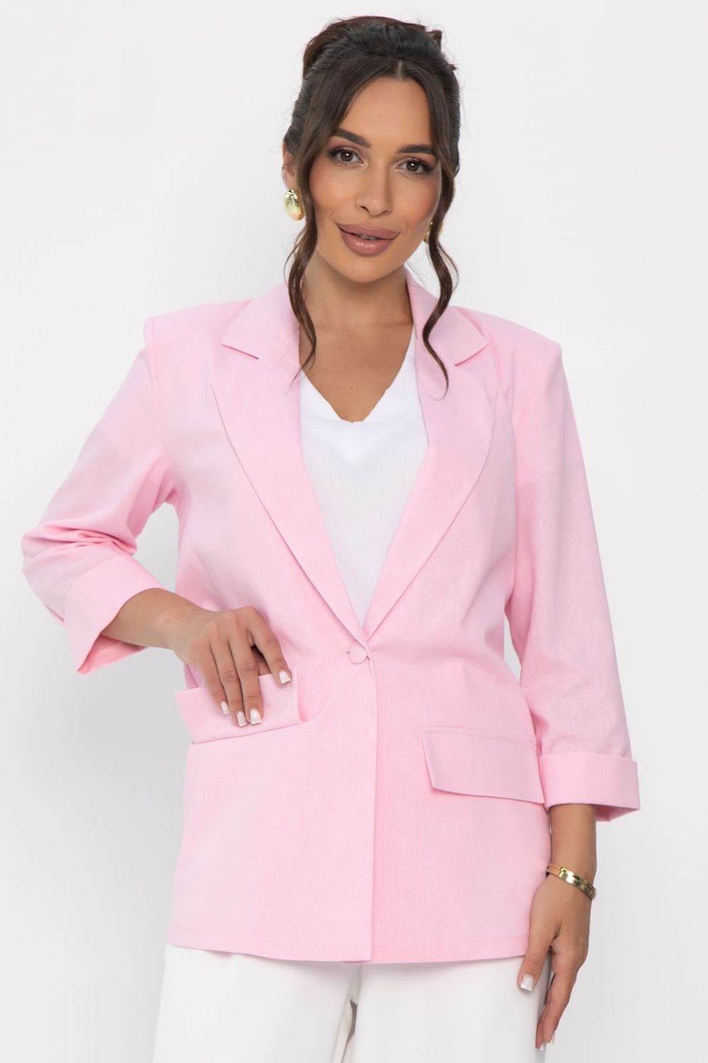 Пиджак льняной Мэрлин (розовый) Б15430-7М LT Collection