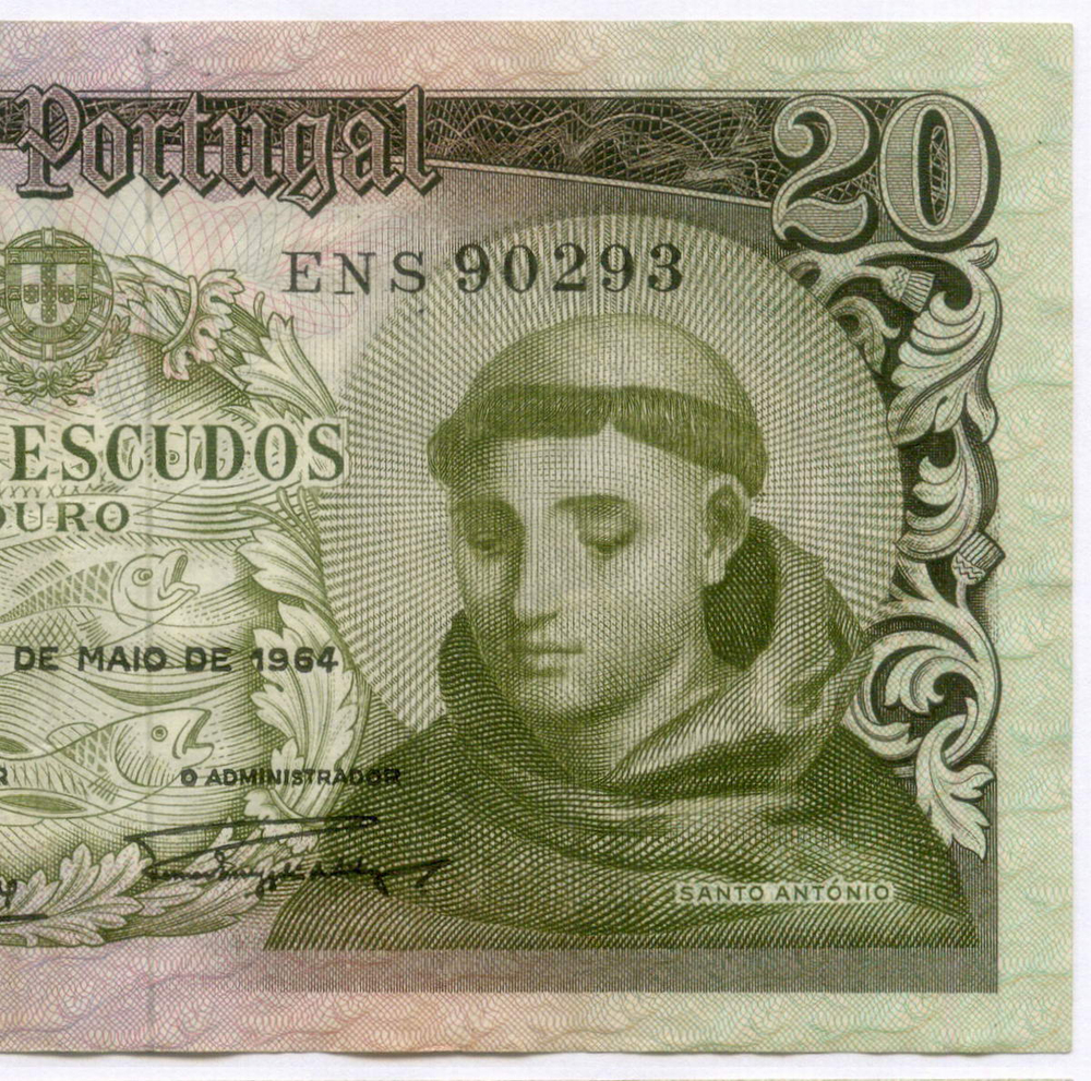 Банкнота Португалия 20 эскудо 1964 год ENS 90293. VF-XF