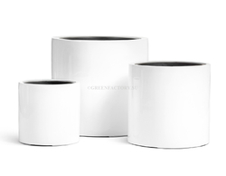 Кашпо TREEZ Effectory - серия Gloss - Цилиндр - Белый глянцевый лак