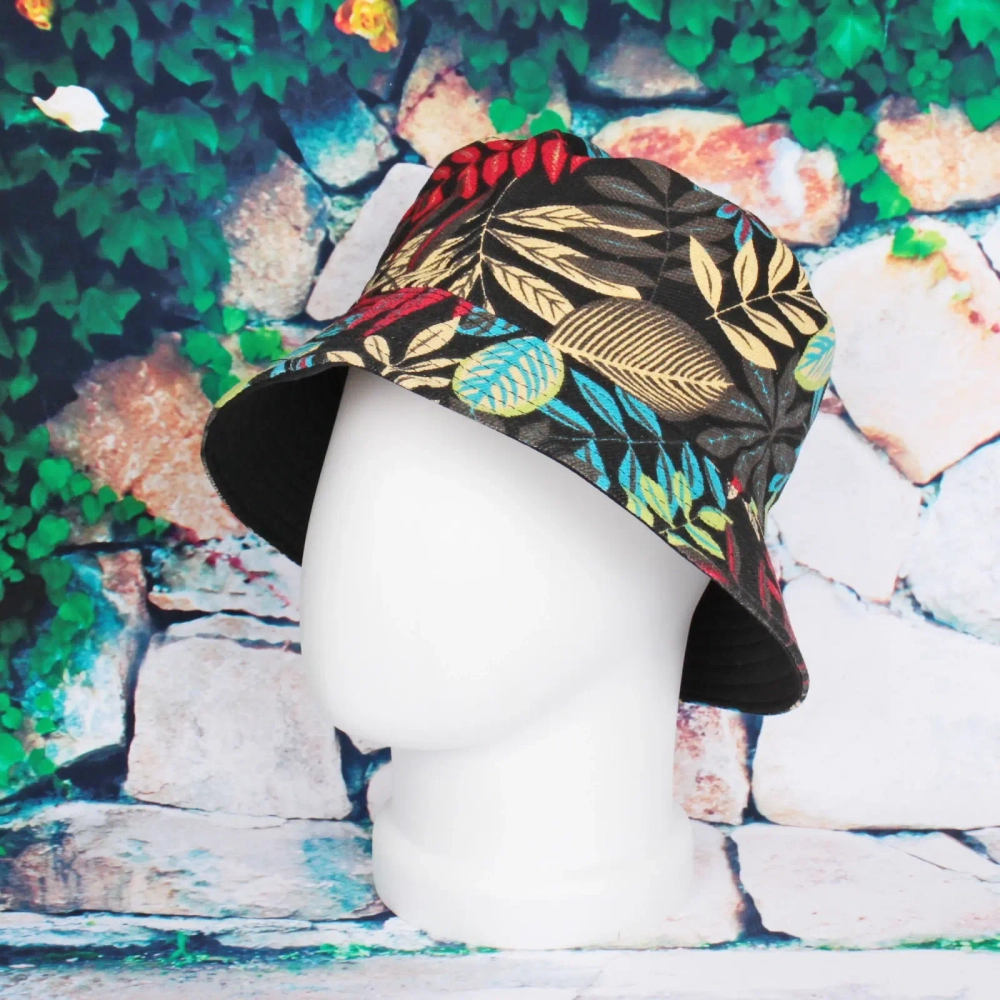 Панама «Summer-Листья» цвет черный, р58