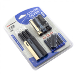 Набор перьевых ручек с картриджем Alingar, толщина пера M, F, EF, 3 ручки, 8 картриджей (6 син + 2 черн), цвет корпуса синий, золотой, черный