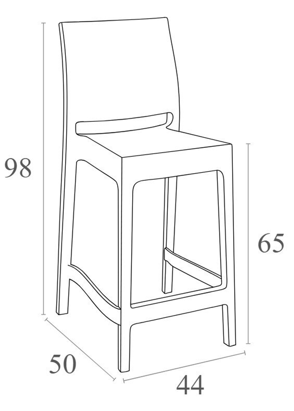 Стул пластиковый полубарный, Siesta Contract Maya Bar 65, оливковый