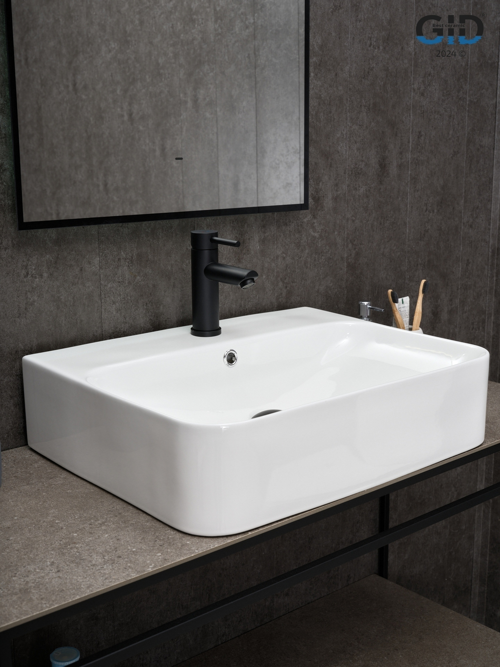 Раковина Gid N9258 51218 накладная белая 60x45x13