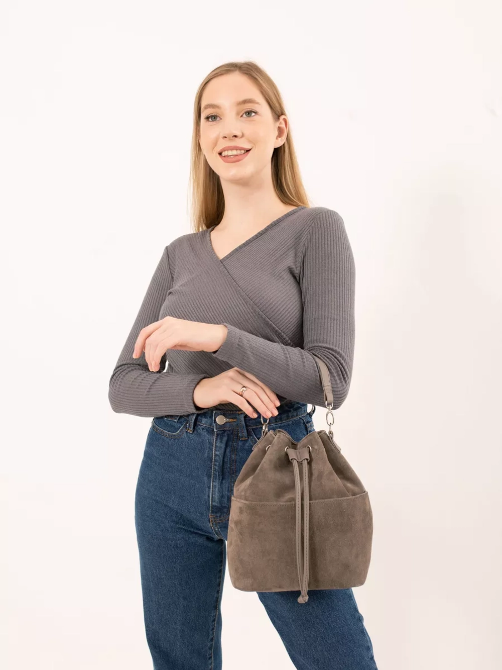 сумка через плечо маленькая натуральная замша