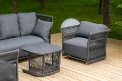 "Лугано" лаунж-зона 5-местная плетеная из роупа (веревки), каркас алюминиевый темно-серый, роуп темно-серый