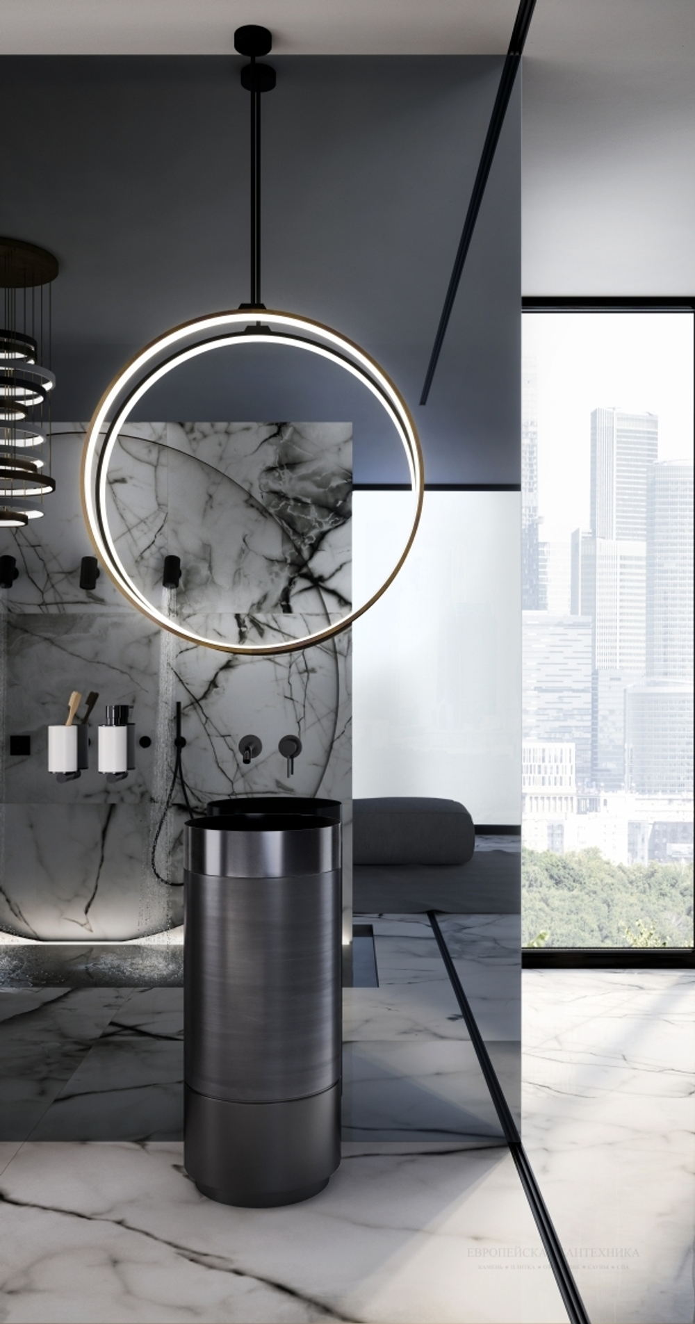 Смеситель для раковины Gessi316 Flessa, встраиваемый, со средним изливом, внешняя часть, цвет Black Metal Brushed PVD