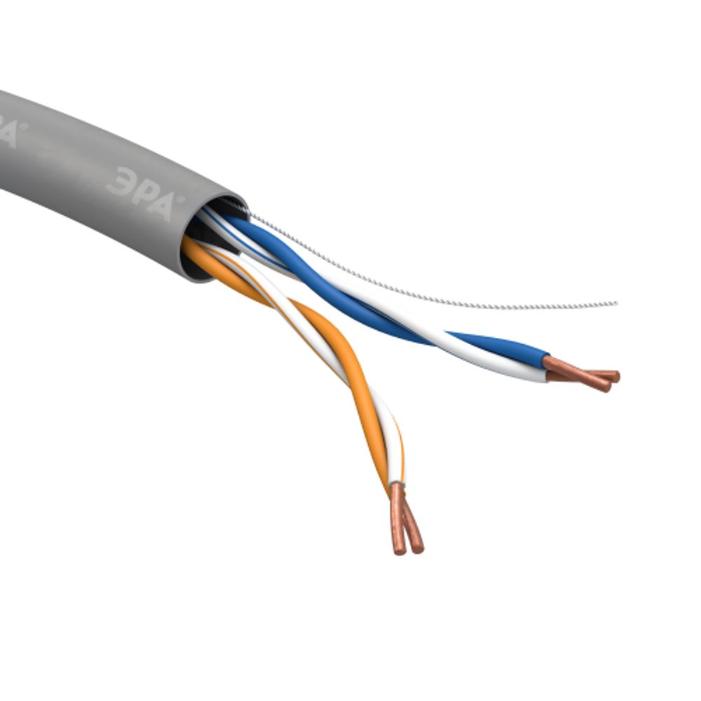 Кабель витая пара ЭРА SIMPLE U/UTP 2x2x24 AWG Cat5e CCA PVC 305м | LAN-кабель витая пара без экрана U/UTP-CCA