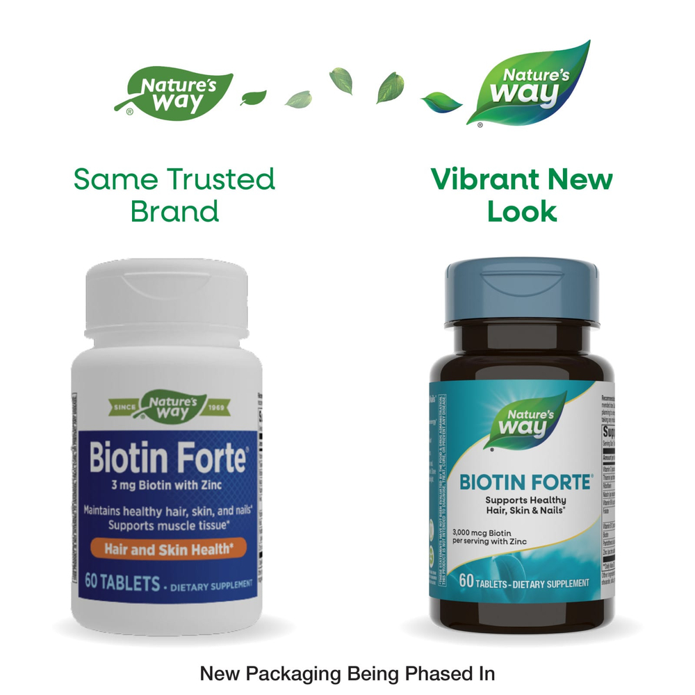Nature's Way, Biotin Forte® с цинком, 60 таблеток