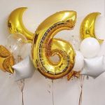 Шар (40"/102 см) Цифра, 6, Золото, в упаковке