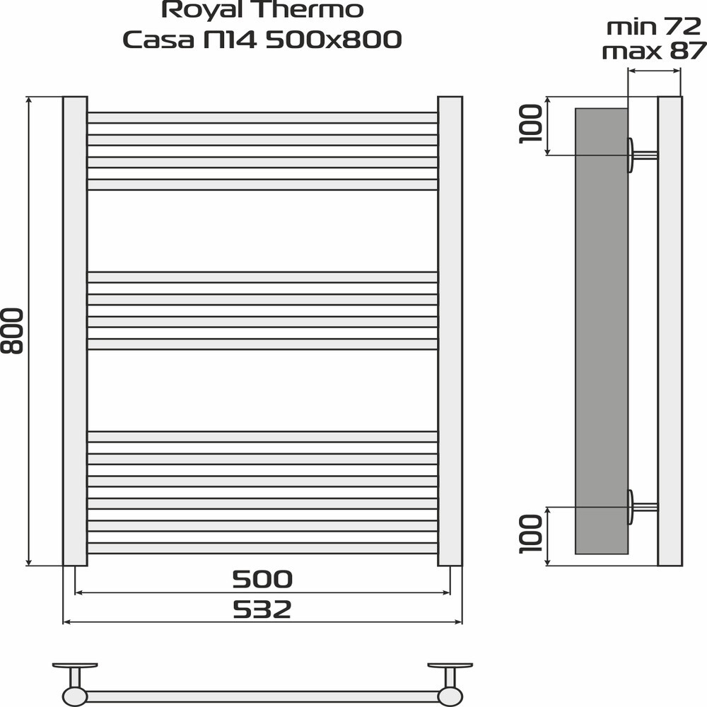 Полотенцесушитель Royal Thermo Casa П14 500х800 стальной