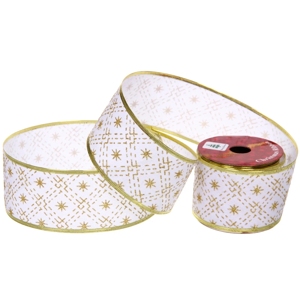 Лента для декорирования «Вьюга» 6,3 см, 2,7 м, Золото