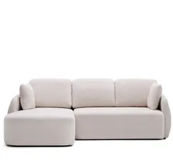 Трехместный диван-кровать Laira 246 см с левым шезлонгом, шенилл цвета экрю