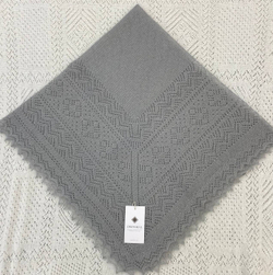 Оренбургский пуховый платок с шелком П1-100-03 серый