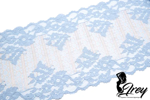 03-176  Кружево эластичное 19,5 см, голубой/телесный