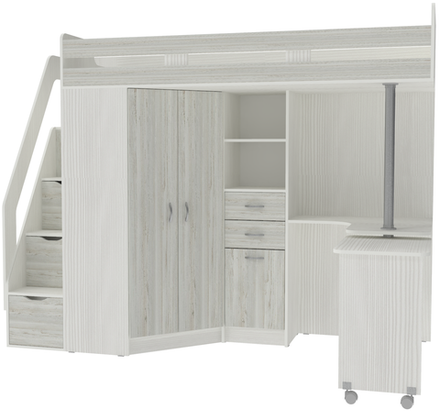 Кровать-чердак КарИВи Мийа Белое Дерево Винтерберг