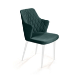 Стул с подлокотниками Hunt ромб, бархат зеленый 19 / белый конус