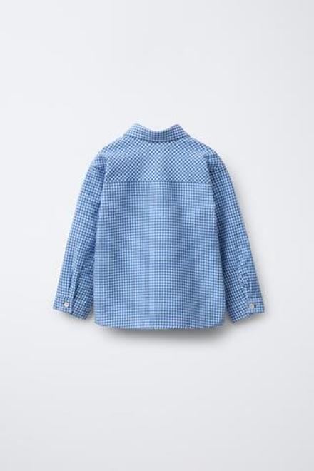 ZARA РУБАШКА В ПОЛОСКУ С КАРМАНОМ, СИНИЙ