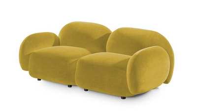 Диван Мальдивы двухсекционный Andria Delta 26 172*82*73 см, Желтый Велюр Антивандал Нераскладной Фиеста