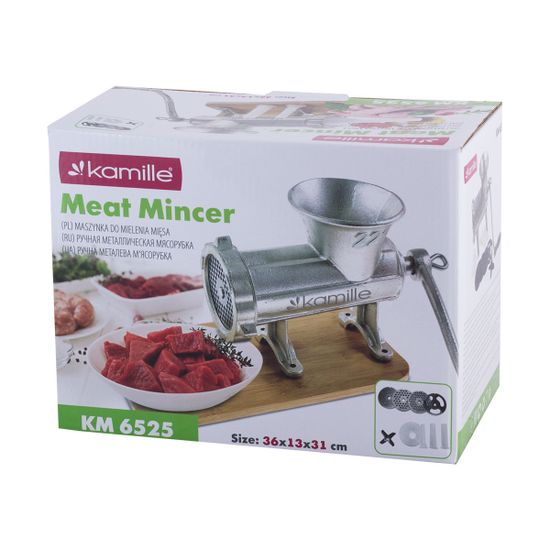 Мясорубка механическая чугунная Kamille KM-6525 со сменными насадками