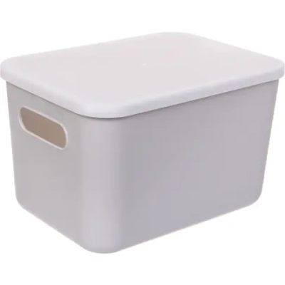 Корзина - органайзер с крышкой для хранения «БИСКОТТИ», цвет серый, 26*18.5*16см